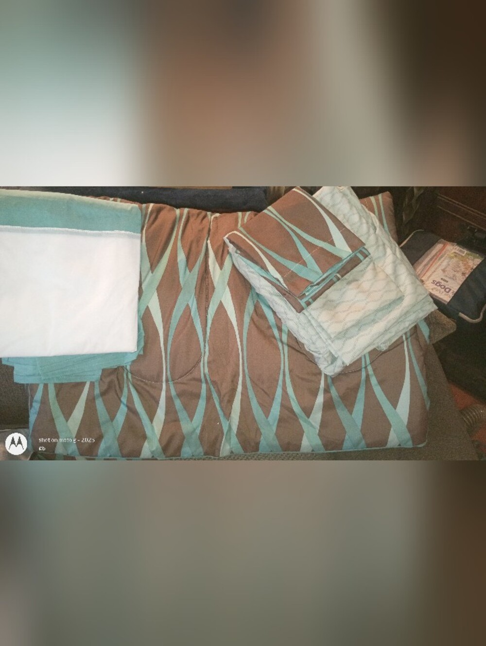 Aqua and Brown Geometric Twin Comforter